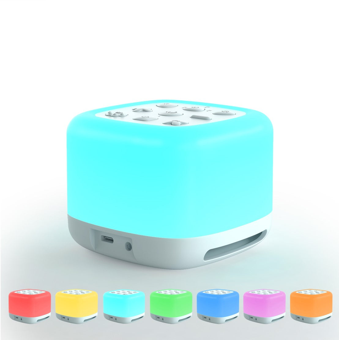 White Noise Sound Machine with Bluetooth Speaker, Night Light 40 Soothing Sounds 9 Color Lights Rechargeable Portable for Baby Kids Adults