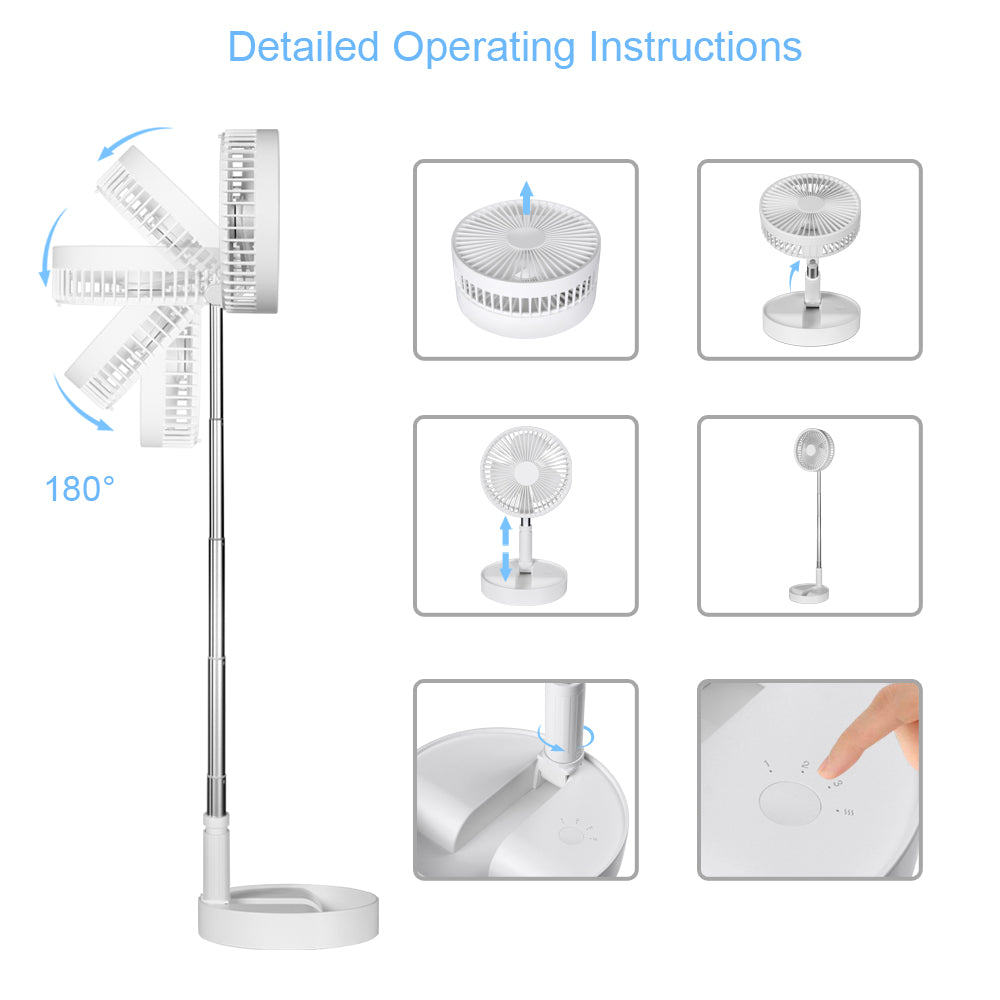 Battery Operated Fan Foldable Table Desk Floor Pedestal Portable 4 Speeds Fan