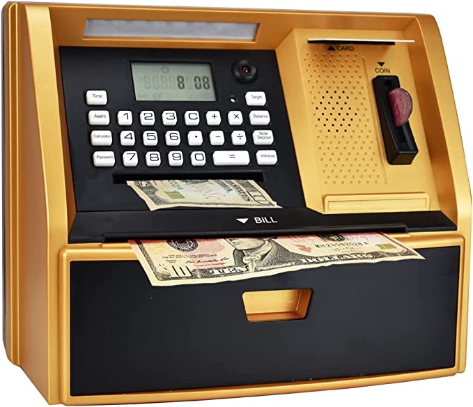 Talking ATM Savings Bank, Digital Piggy Bank, ATM Money Coins Machine for Kids