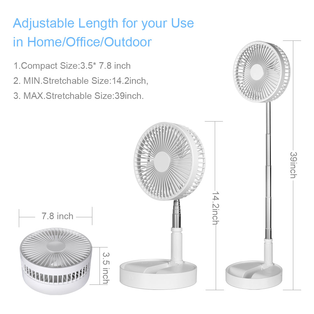 Battery Operated Fan Foldable Table Desk Floor Pedestal Portable 4 Speeds Fan