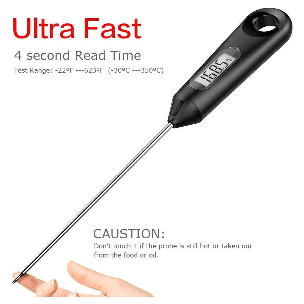 2 in 1 Stainless Steel Whisk Candy Chocolate Yogurt thermometer Probe 12 inch