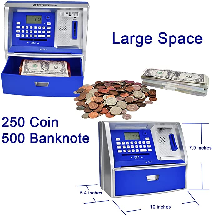 Talking ATM Savings Bank, Digital Piggy Bank, ATM Money Coins Machine for Kids