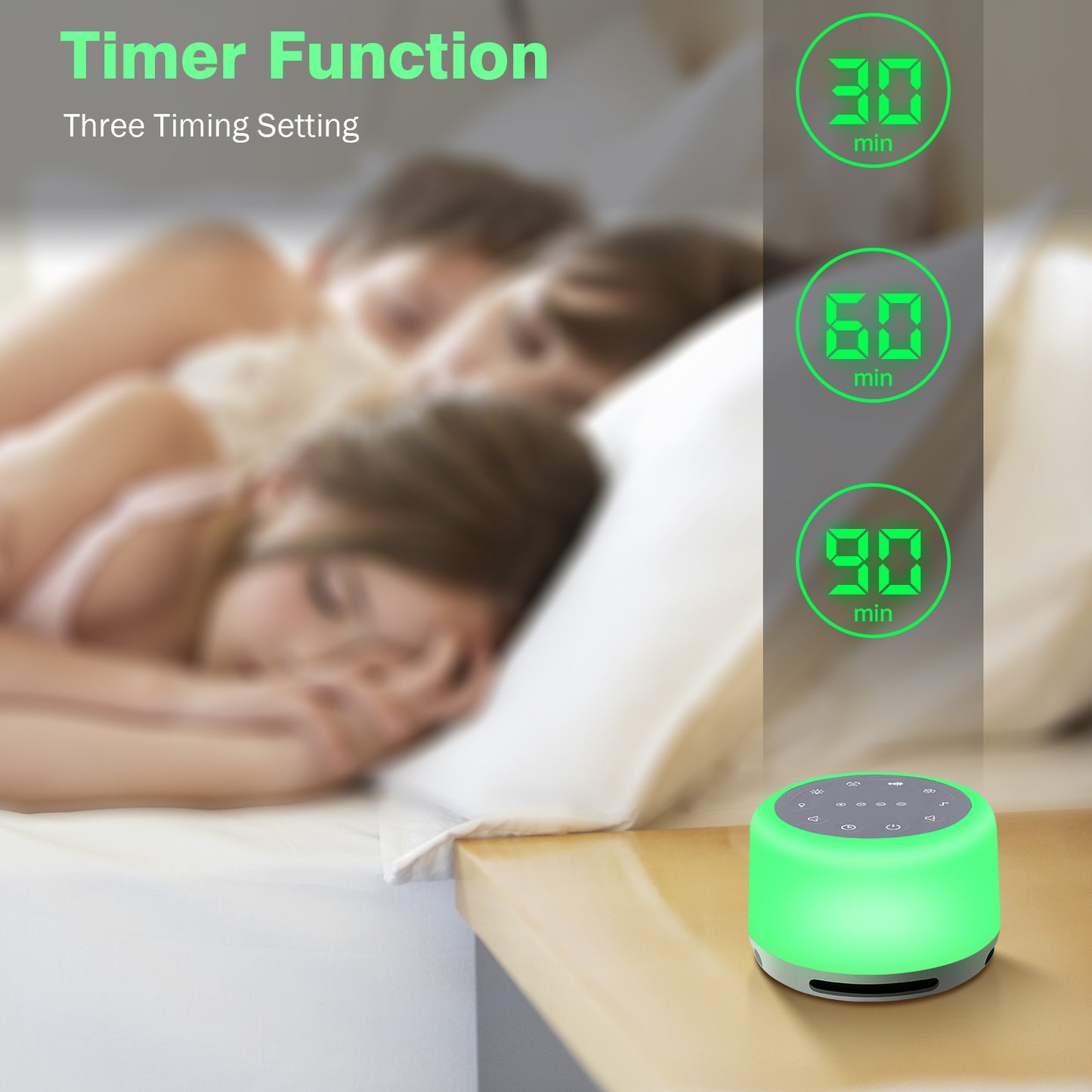 Sleep Sound Machine 24 Sounds Rechargeable White Noise Machine with Night Light