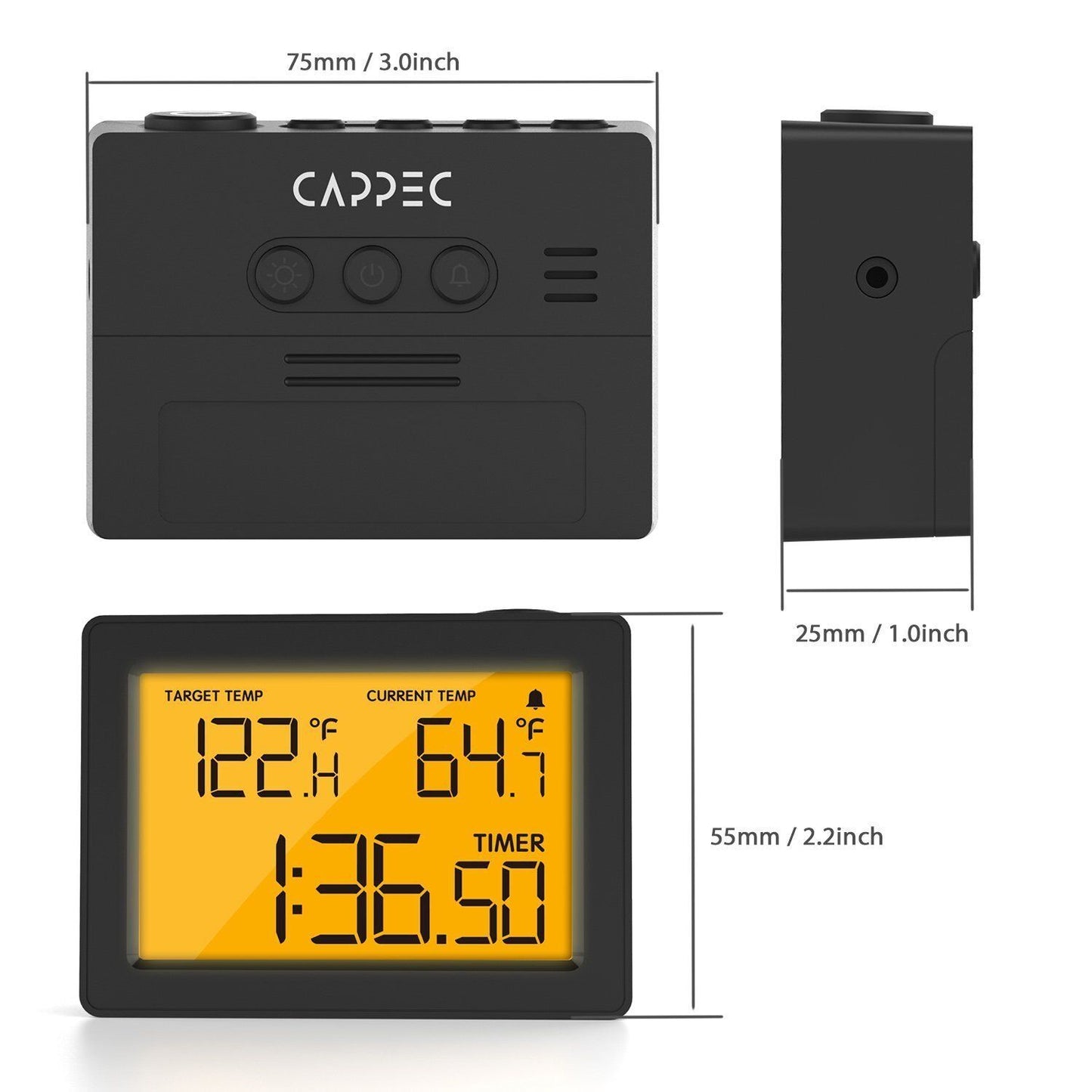 Instant Thermometer with High/Low Temperature Alarms, Up/Down Timer