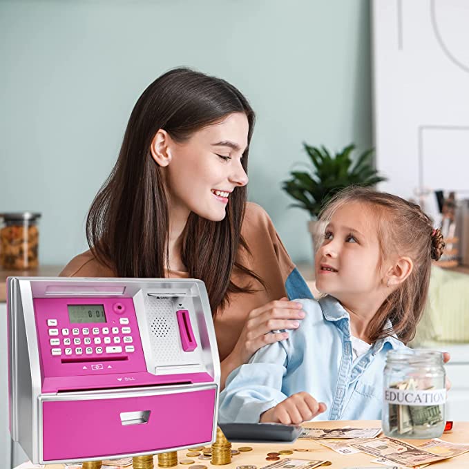 Talking ATM Savings Bank, Digital Piggy Bank, ATM Money Coins Machine for Kids