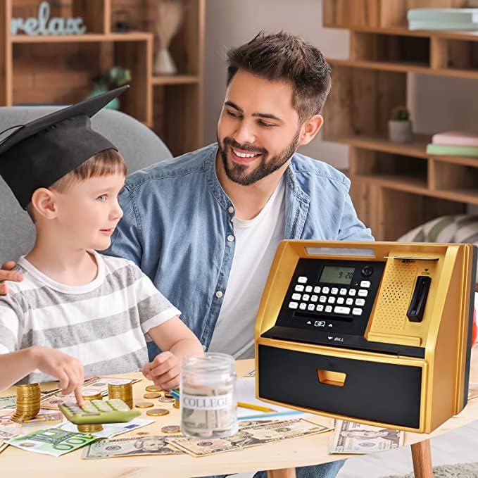 Talking ATM Savings Bank, Digital Piggy Bank, ATM Money Coins Machine for Kids