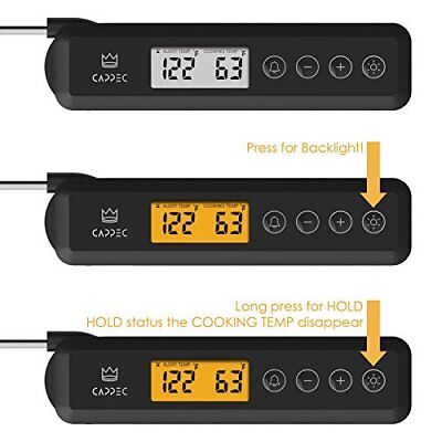 Instant Meat Thermometer With Target Setting Alert and Backlight