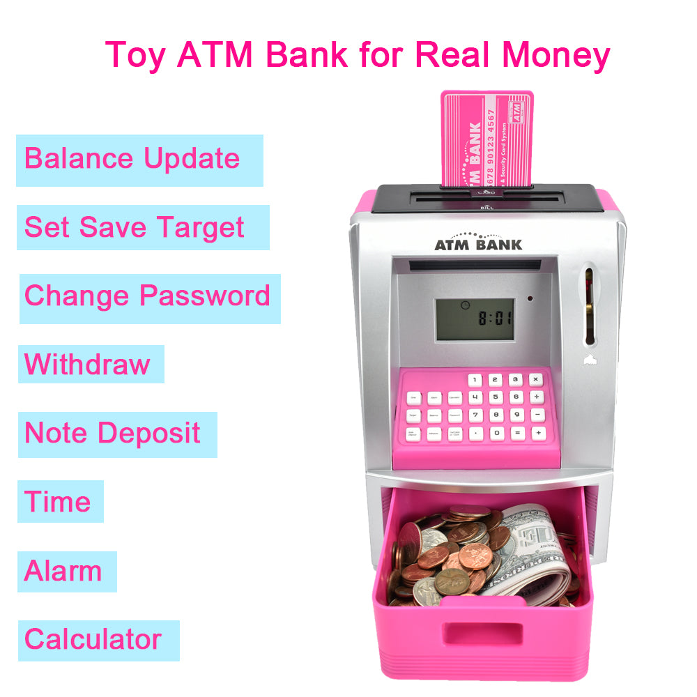 ATM Savings Bank for Real Money, Electronic Piggy Bank for Kids, Talking Toy ATM