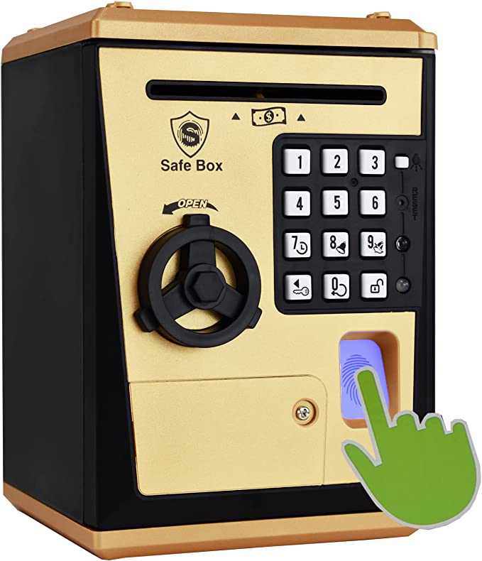 Toy Piggy Bank Safe Box Fingerprint ATM Bank Savings Bank